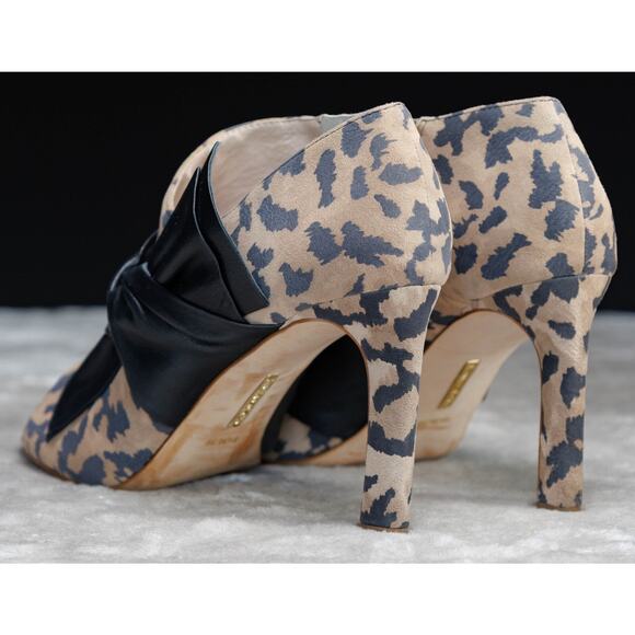 Louise Et Cie Lo Idola Leopard Print Heeled Ankle Boot Peep Toe Womens 8.5 - Picture 11 of 16